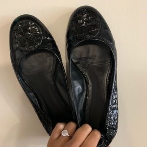 Tory Burch black patent Reva